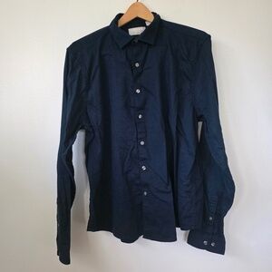 Claiborne Navy Slim Fit Stretch Button Down Shirt - XL